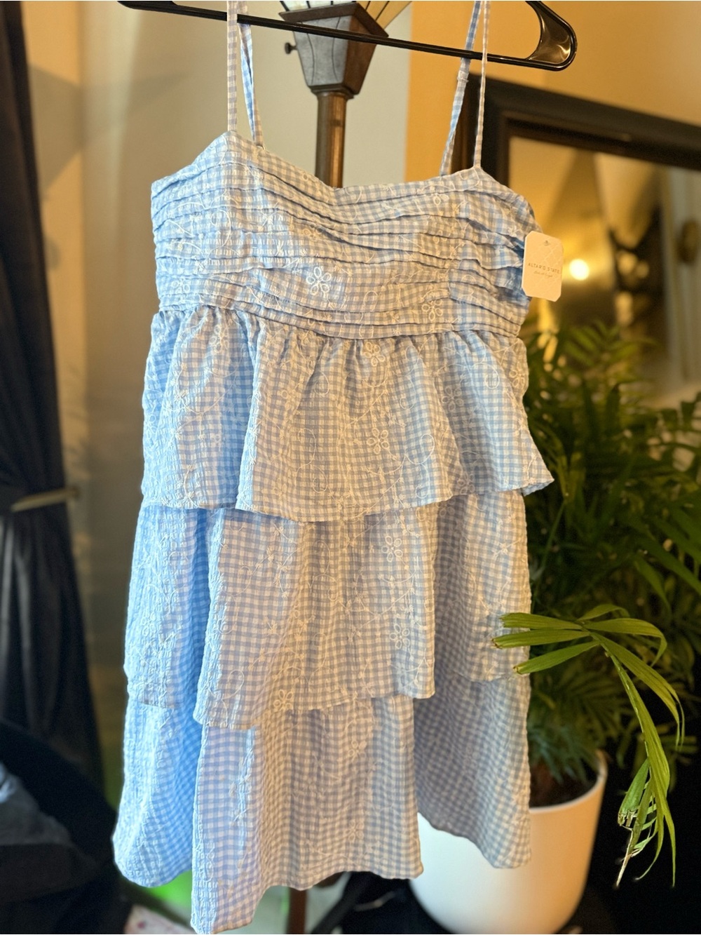 Altar'd State Blue Gingham Ruffle Sundress